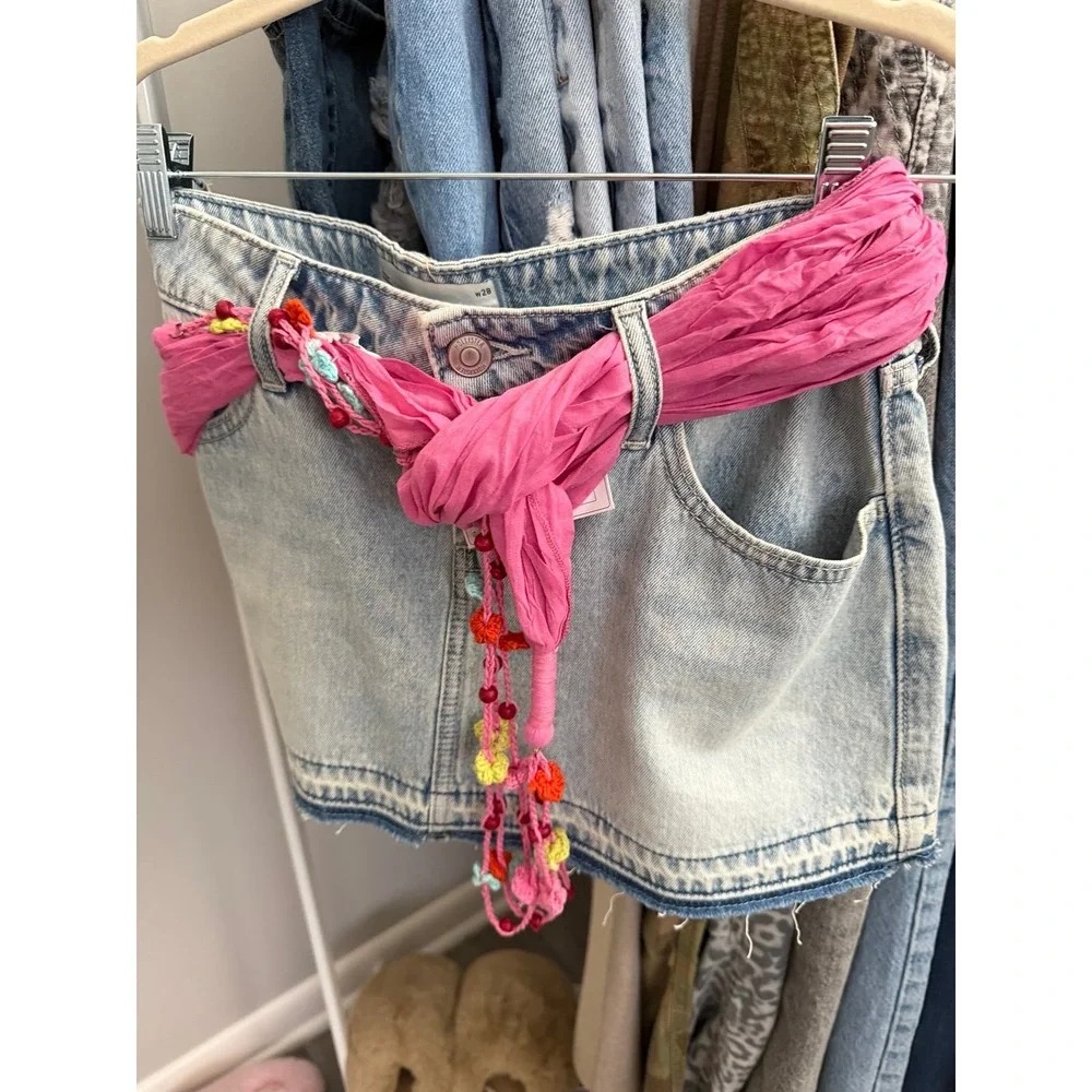 Y2K Pink Beaded Scarf Belt Vintage